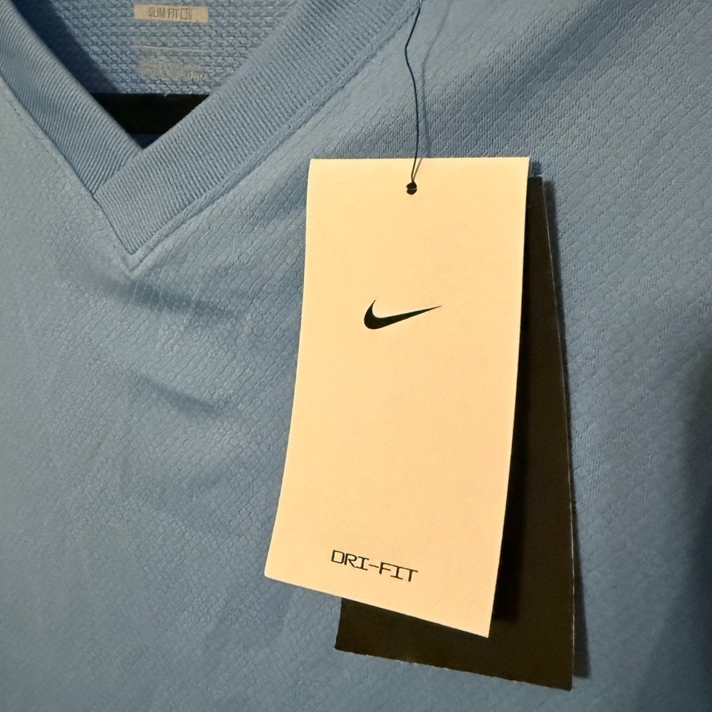 Nike US Short Sleeve Tiempo Premier II Soccer Jersey Light Blue SLIM fit - Picture 6 of 7